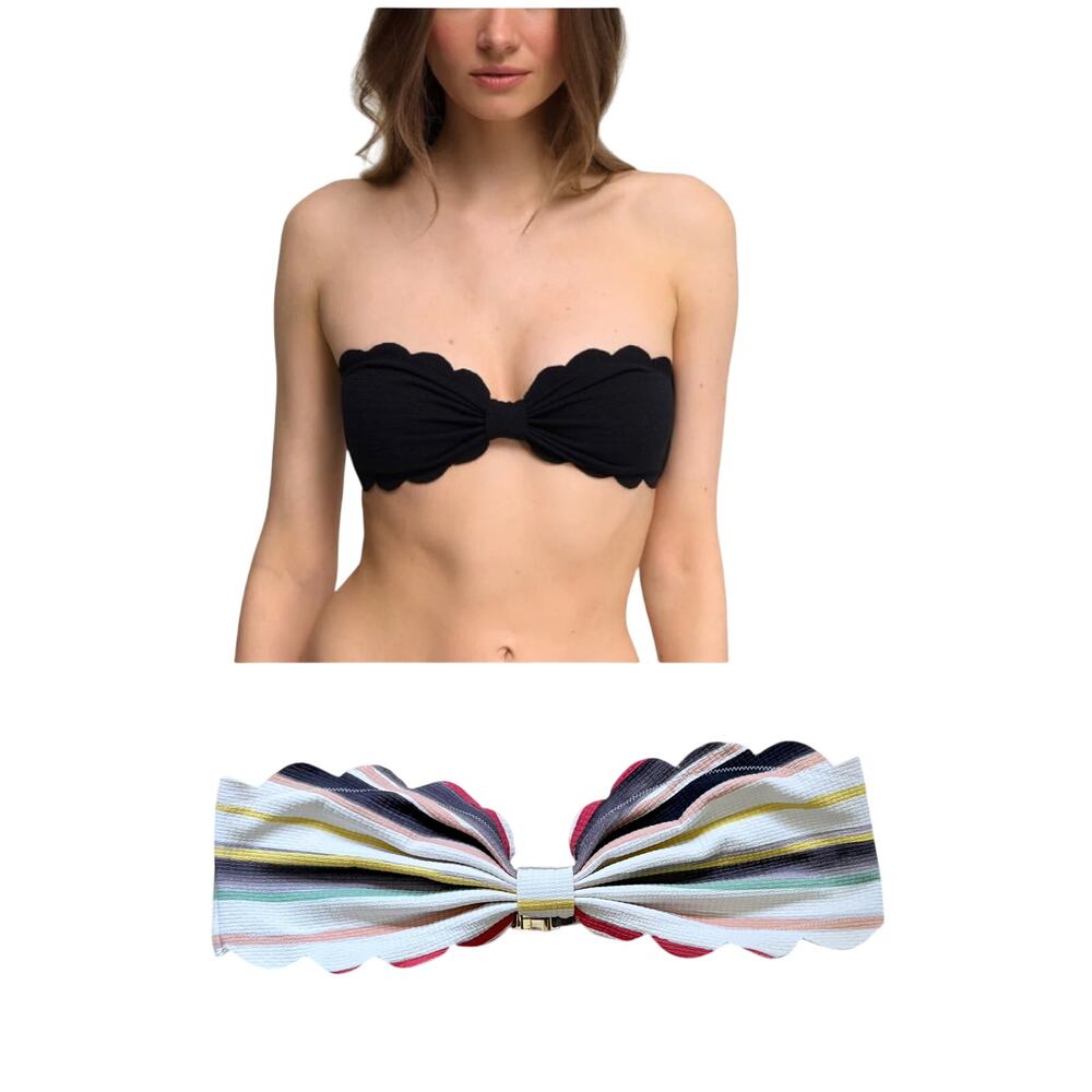 Marysia Swim Antibes Bandeau Bikini Top in Watercolor Stripe Pattern Wms SZ M - Picture 1 of 11